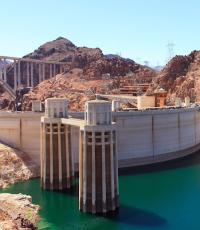 Arch-gravity Hoover Dam on the Colorado River in the USA Impact on nature